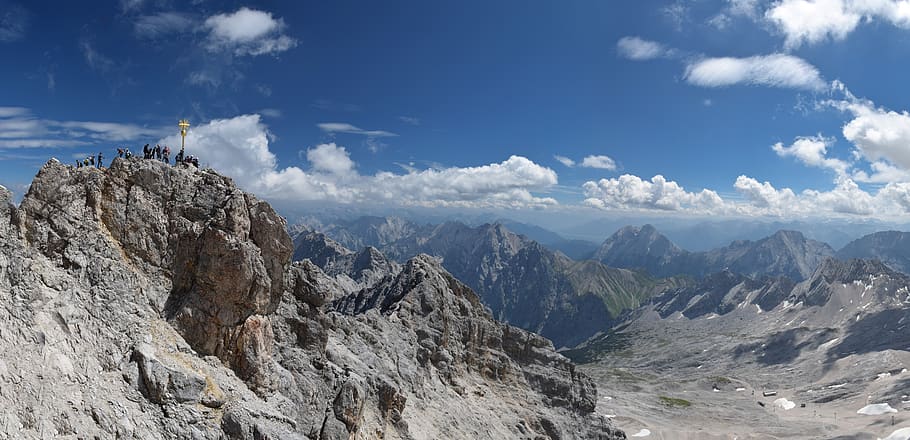 zugspitze, panorama, alpine, mountains, germany, summit, distant view, HD wallpaper