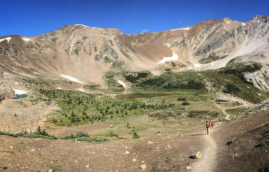 trail, alpine, mountain, nature, hiking, travel, landscape HD wallpaper