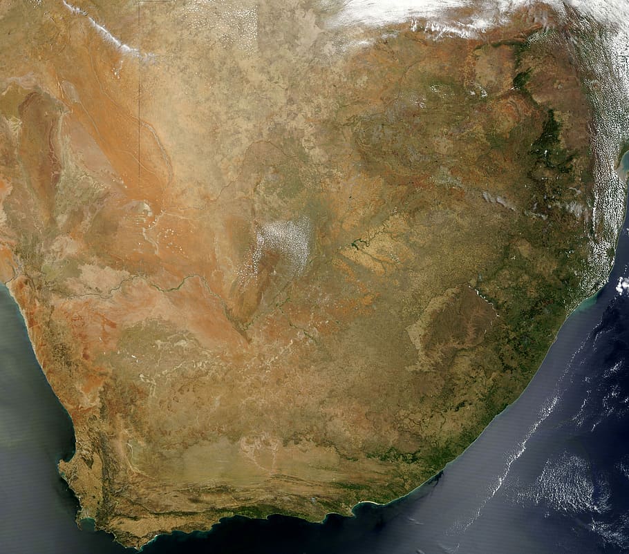 Satellite Image of South Africa, photos, geography, public domain