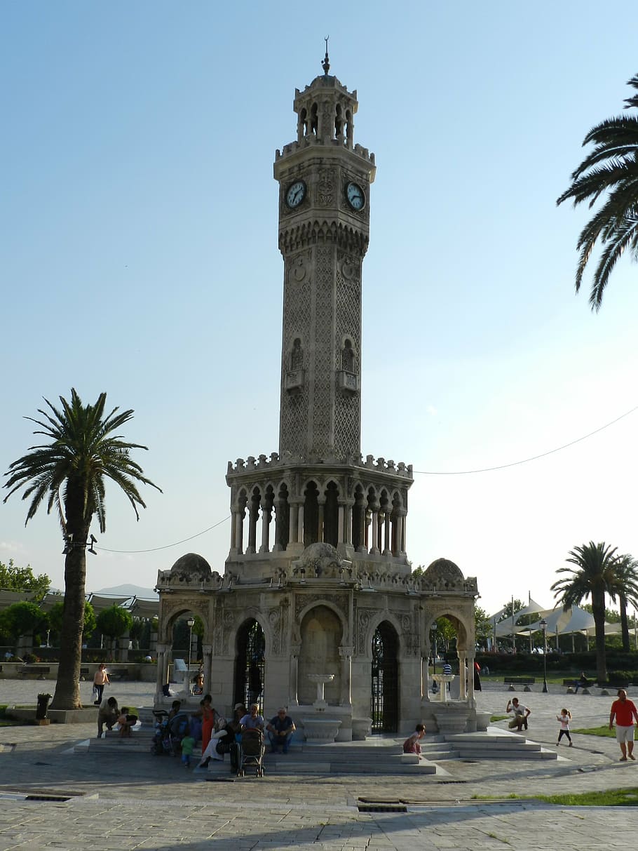 izmir, clock tower, symbol, time, mansion, architecture, built structure HD wallpaper