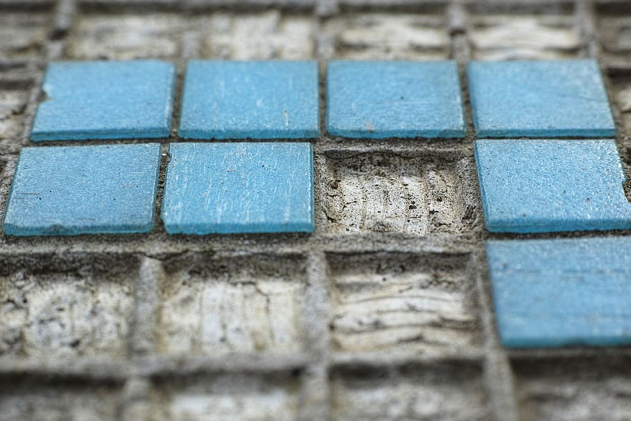 tile, blue, pattern, ground, cement, stone, loneliness, break off HD wallpaper