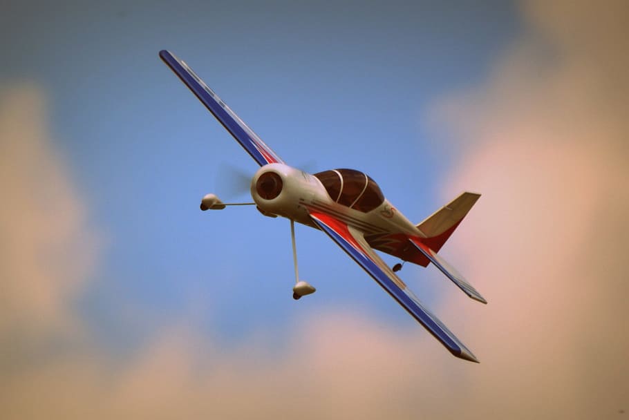 plane, modelling aircraft, fly, model airplane, clouds, air vehicle HD wallpaper