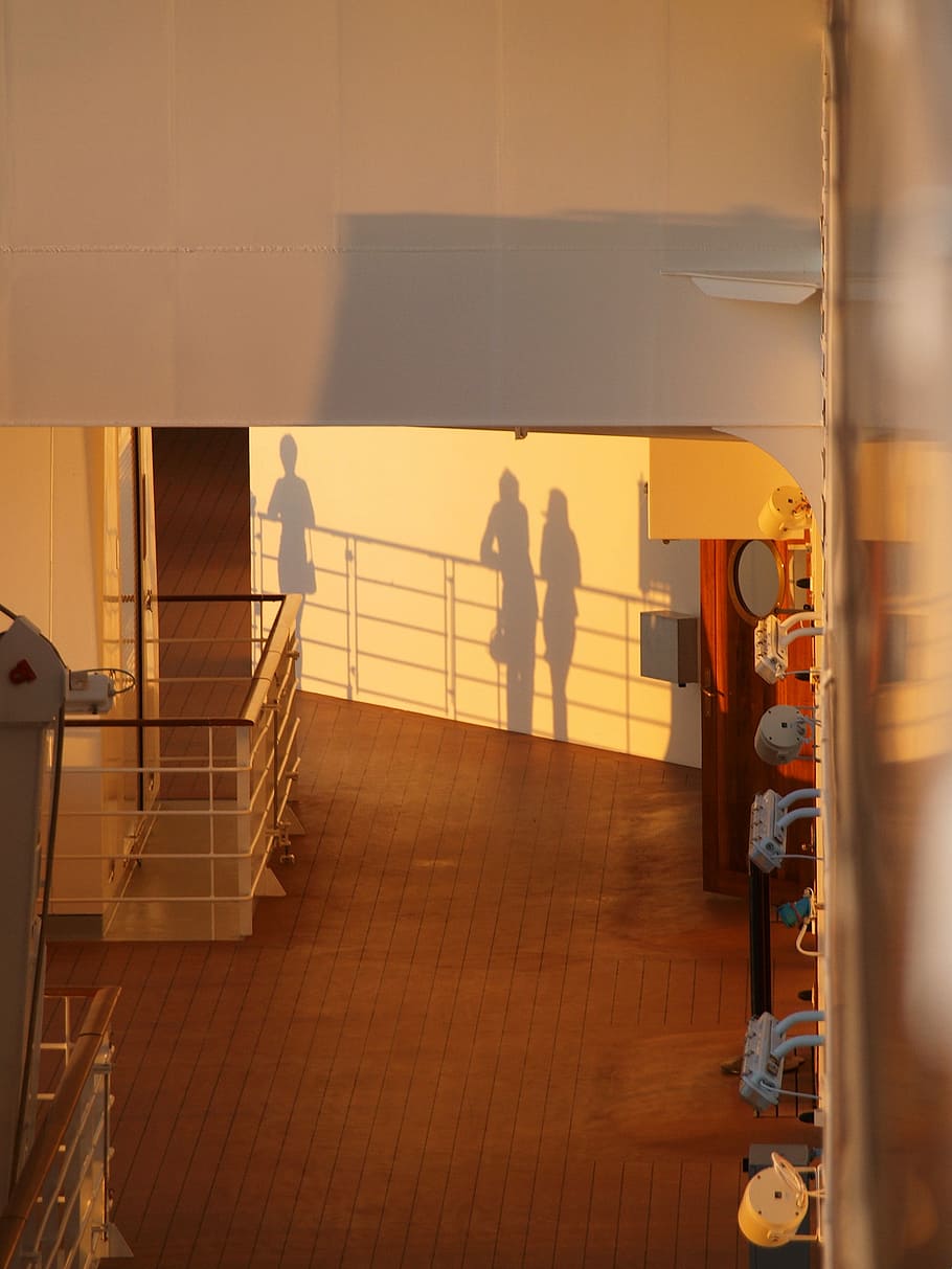 Ship, Rail, Sunset, Shadow, Railing, ship's rail, hispanic HD wallpaper