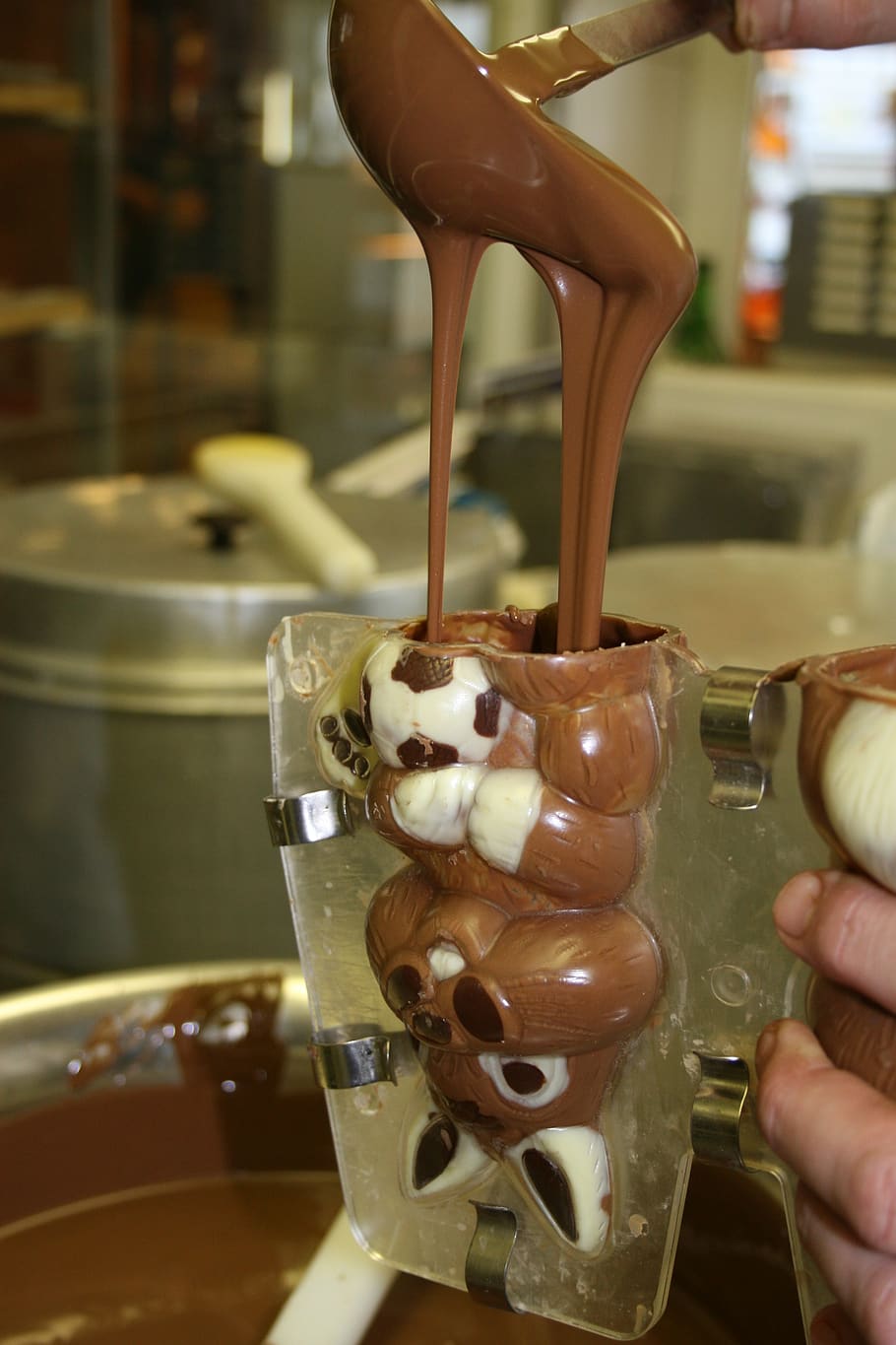 easter bunny pour, chocolate, chocolate bunny, spring, hare HD wallpaper