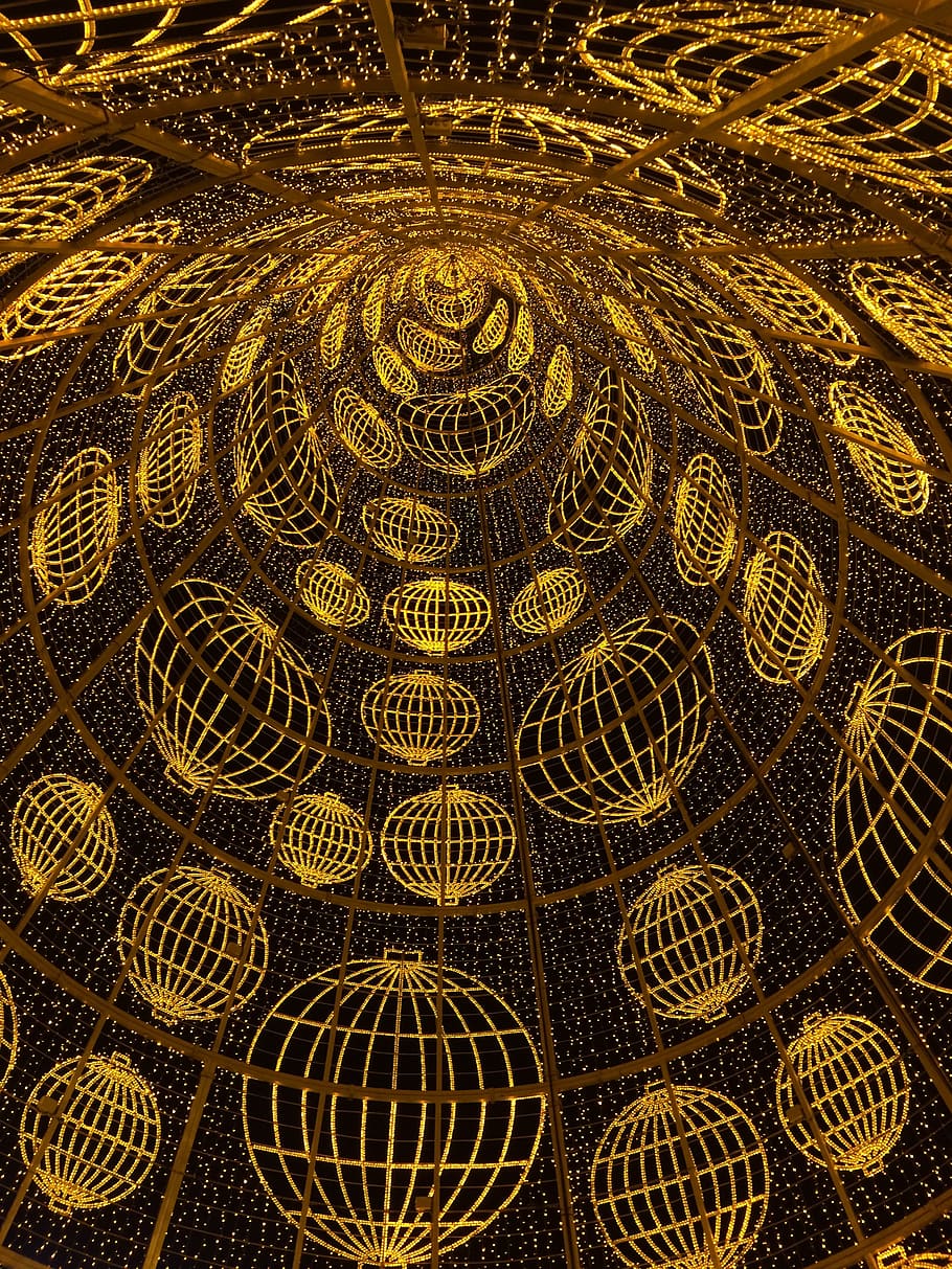 madrid, christmas, lights, pyramid, pattern, backgrounds, full frame HD wallpaper