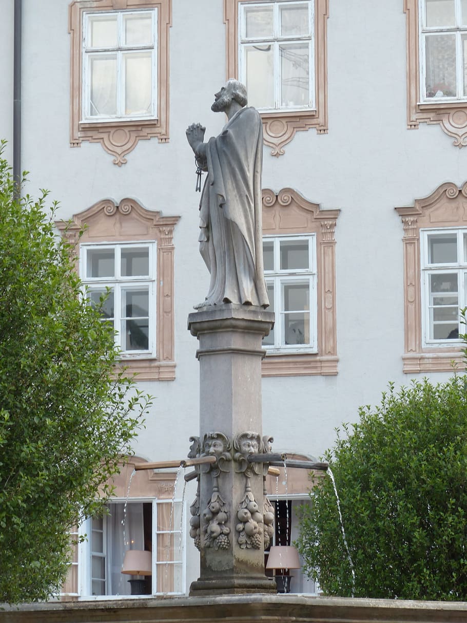 Fountain, Statue, Saint Rupert, Baroque, abbey court, max gandolph HD wallpaper