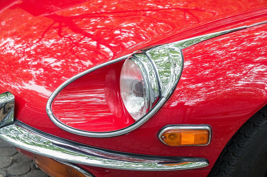 HD wallpaper: auto, jaguar, spotlight, vehicle, chrome, oldtimer