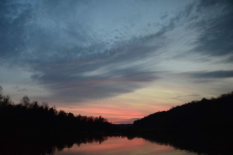 Sunset, Lake, Sky, Landscape, Water, scene, scenery, outdoors HD wallpaper