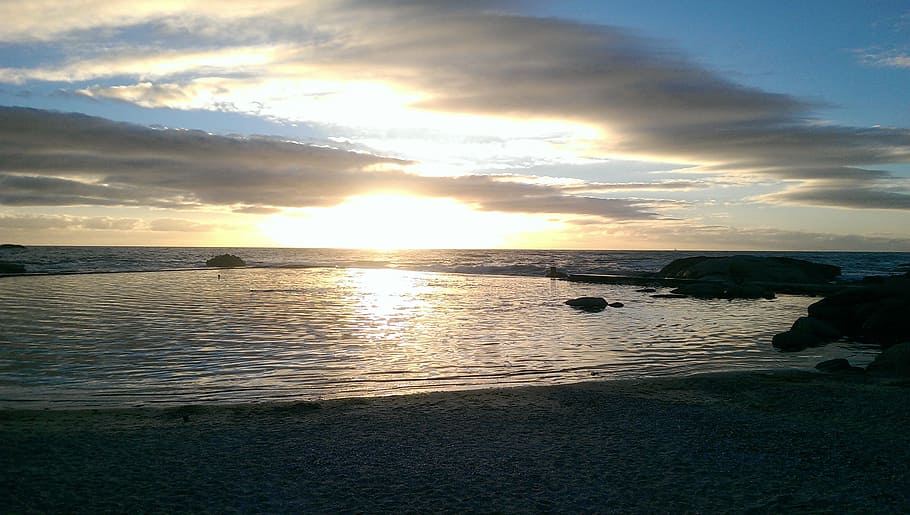 sunset, abendstimmung, beach, sea, sky, water, scenics - nature HD wallpaper