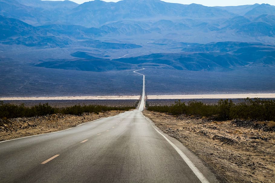 portrait photography of road during daytime, valley, death, desert