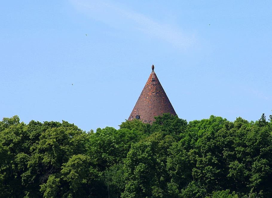 tower, view, cone, architecture, building, landscape, nature HD wallpaper