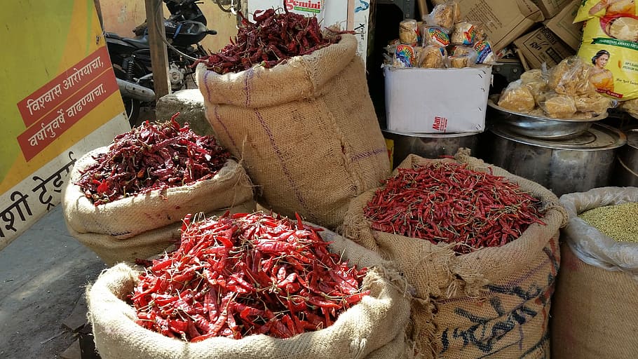 Spices, Chili, red, variation, food and drink, dried food, market HD wallpaper