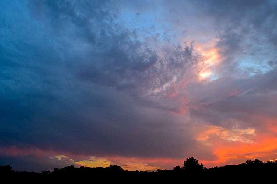 sunset, clouds, landscape, dramatic, colors, sky, sunlight HD wallpaper