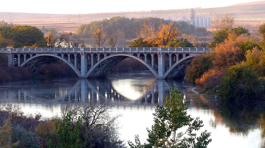 bridge, old, concrete, river, historic landmark, road, connection HD wallpaper