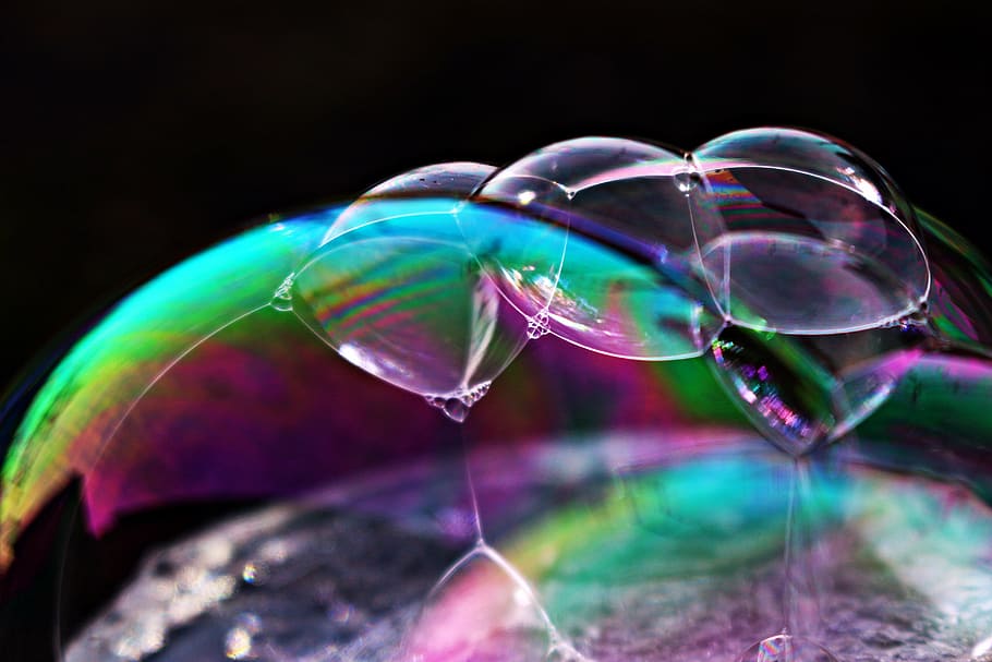 soap bubble, iridescent, colorful, water, multi colored, studio shot HD wallpaper