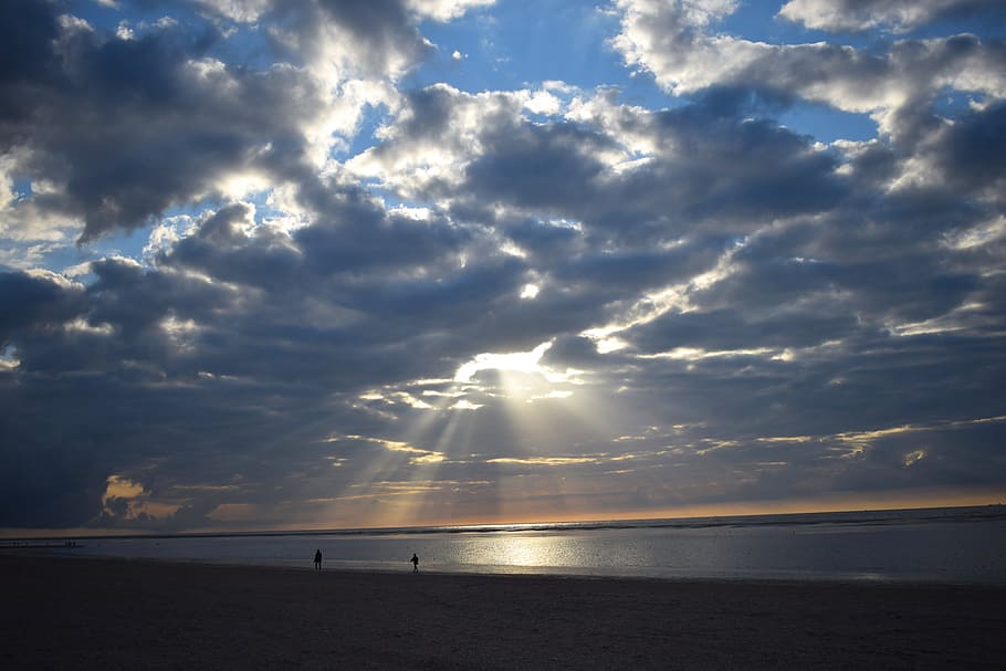 clouds, light, sky, sea, cloudscape, sunset, cloud - sky, water HD wallpaper