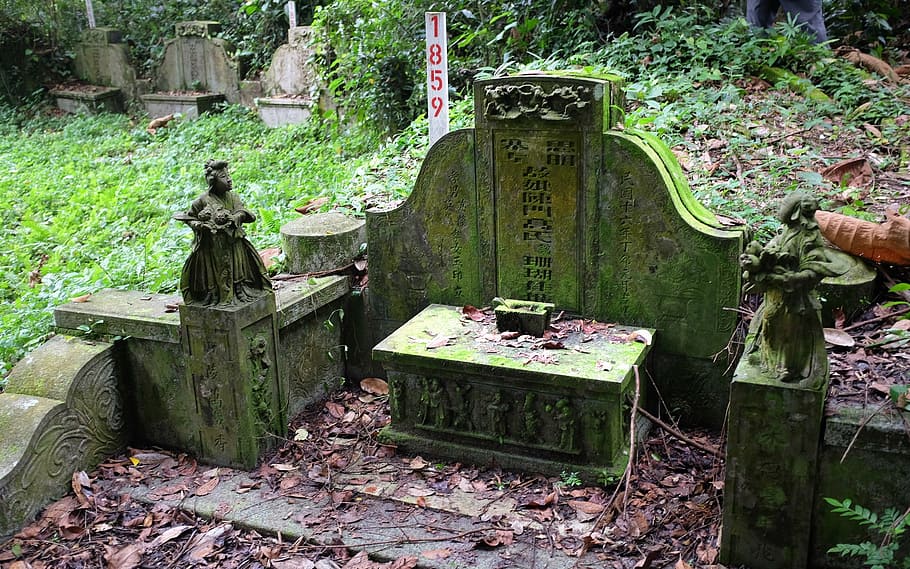 falls, couple, statue, cemetery, foam, vegetation, burial, tomb stone