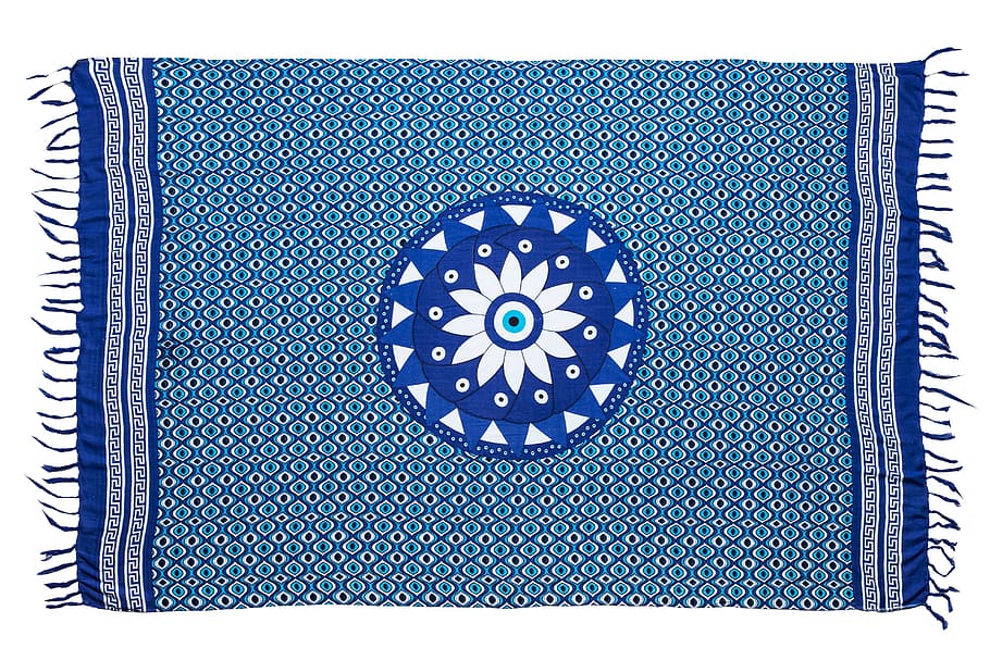 blue and white floral shawl, oxbow, scarf, default, textile HD wallpaper