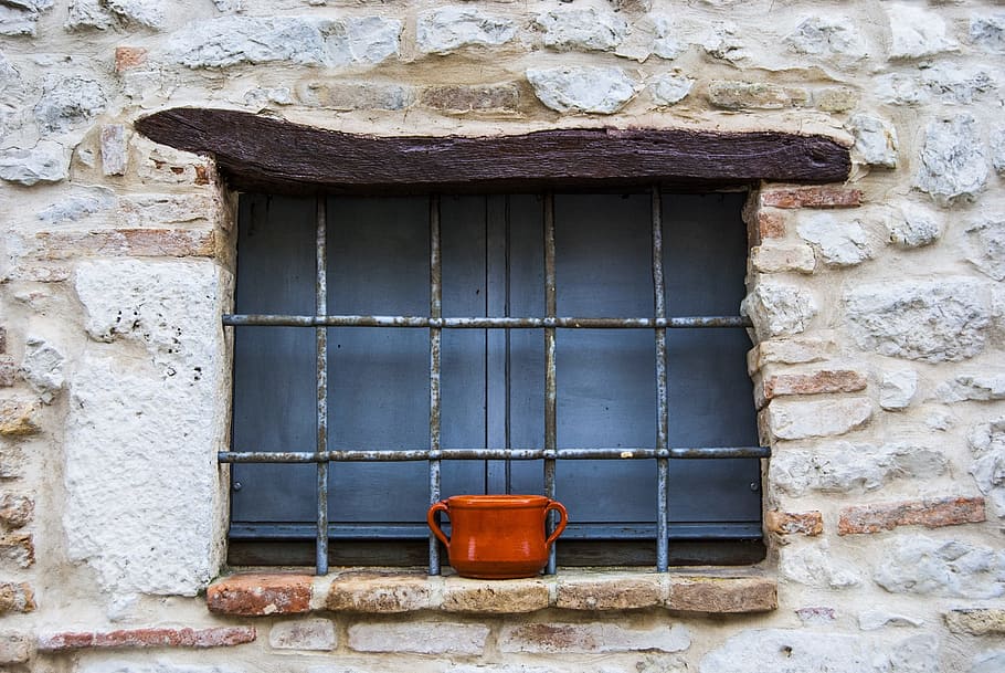 window, vase, old window, rustico, window jars, ancient, architecture HD wallpaper
