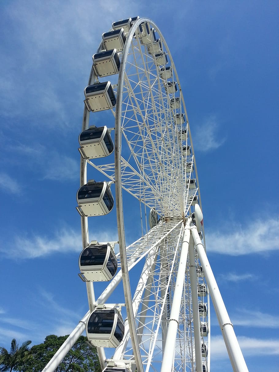brisbane, wheel, queensland, ferris Wheel, blue, sky, amusement park HD wallpaper