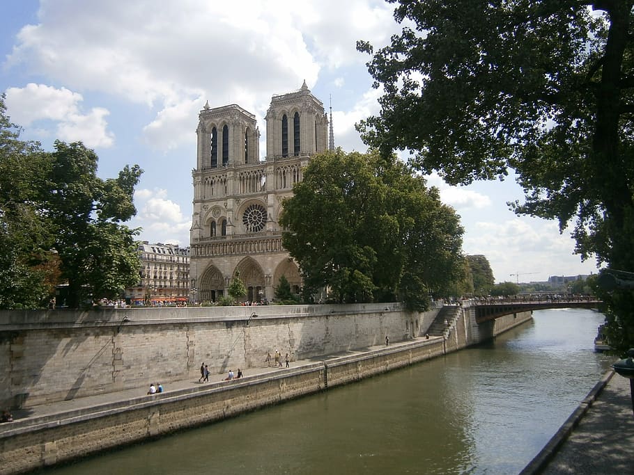 notre-dame, paris, cathedral, the seine, architecture, france, HD wallpaper