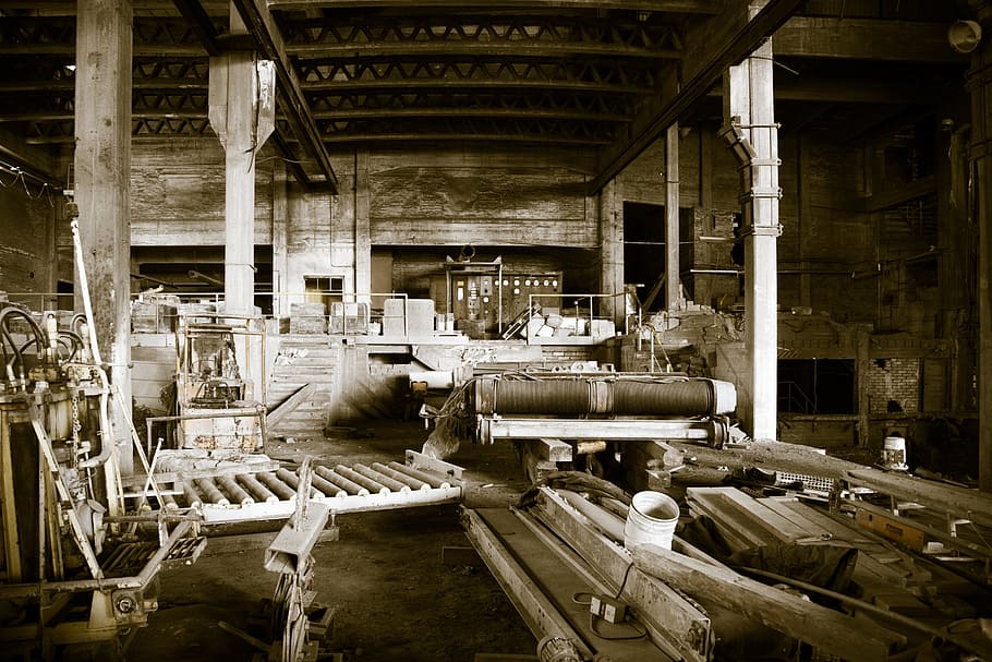 inside old factory building