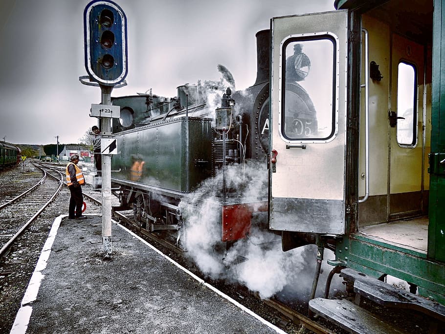 steam train, rails, platform, sein, locomotive, transportation HD wallpaper