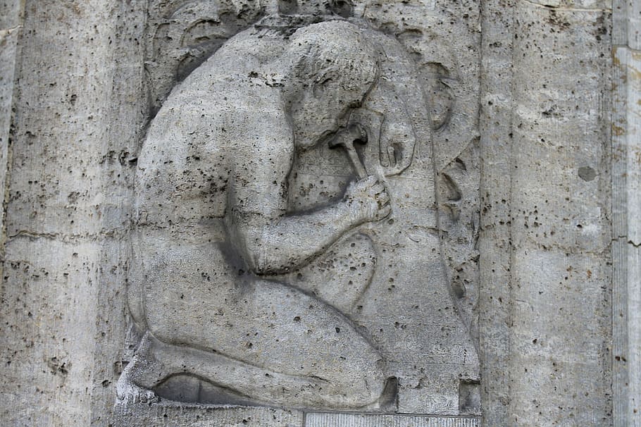 facade, figure, home, architecture, old house, sculpture, statue HD wallpaper