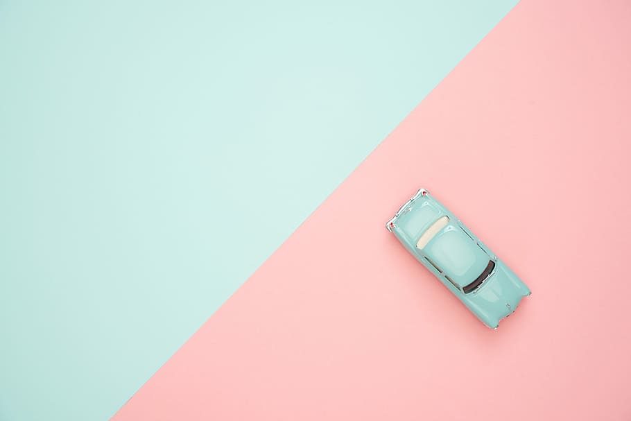 classic teal car die-cast model, toy car, pastel, colorful HD wallpaper