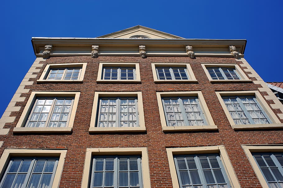 home, facade, old, architecture, downtown, window, masonry HD wallpaper