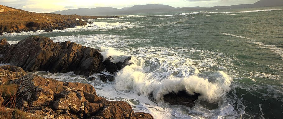 kerry, ocean, water, nature, sea, wave, motion, rock, scenics - nature HD wallpaper