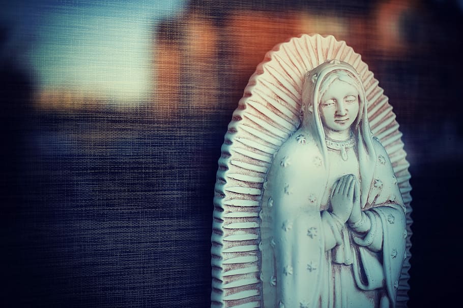 Virgin Mary statue, Our Lady of Guadalupe stone decor, plaque, HD wallpaper