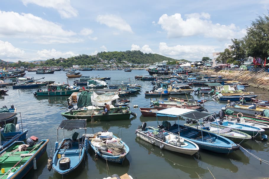 cheung chau, hong kong, fishing village, boats, nautical vessel, HD wallpaper