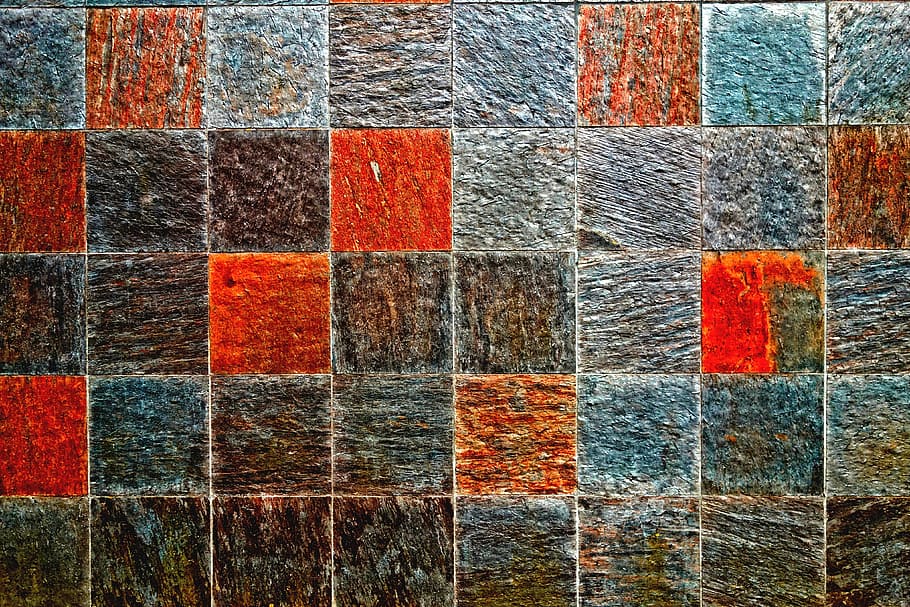 wall, stone wall, tiles, squares, colour, coloured tiles, backdrop HD wallpaper
