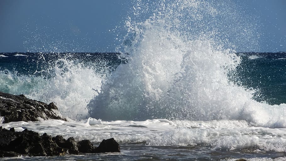 Wave, Smashing, Explosion, Sea, Beach, nature, spray, foam HD wallpaper
