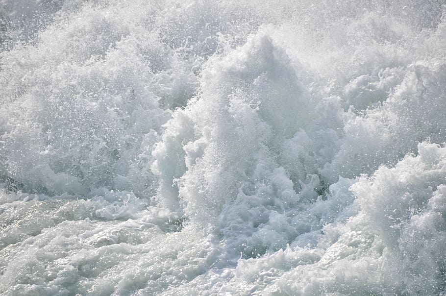 ocean waves scenery, sea, water, ecume, spray, nature, backgrounds HD wallpaper