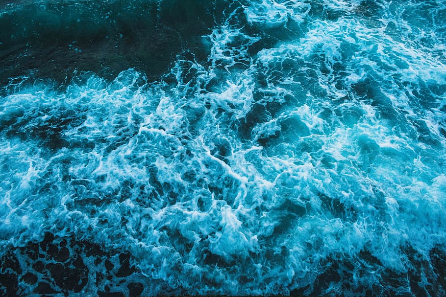 aerial photo of body of water, sea, waves, sky, summer, nature HD wallpaper