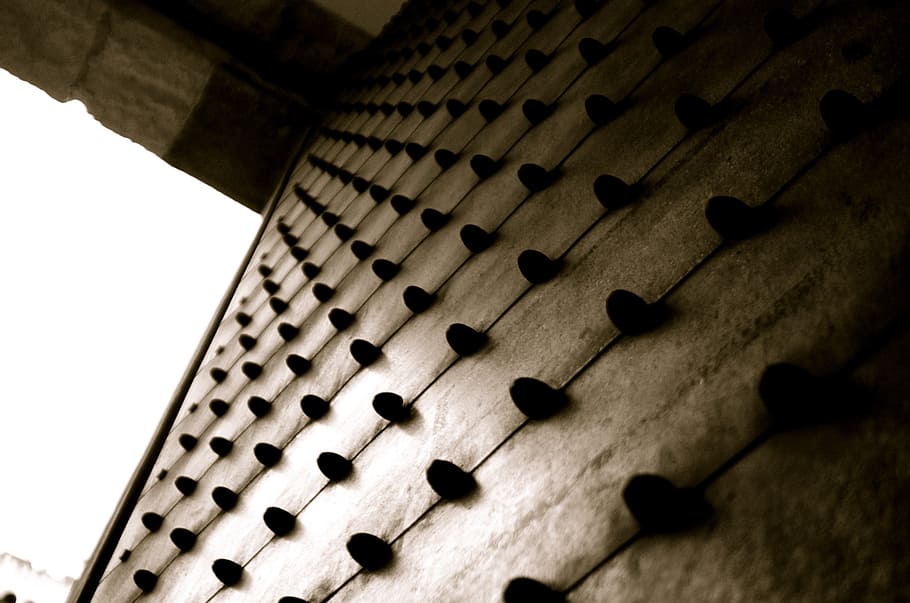wall, fortress, metal, pattern, texture, surface, abstract HD wallpaper