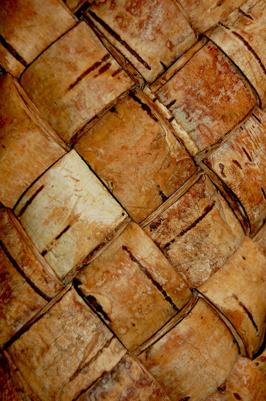 birch bark, texture, light, plenёnka, basket, brown, old, firewood HD wallpaper