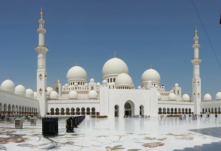 Taj Mahal during daytime, abu dhabi, uae, mosque, dome, architecture HD wallpaper