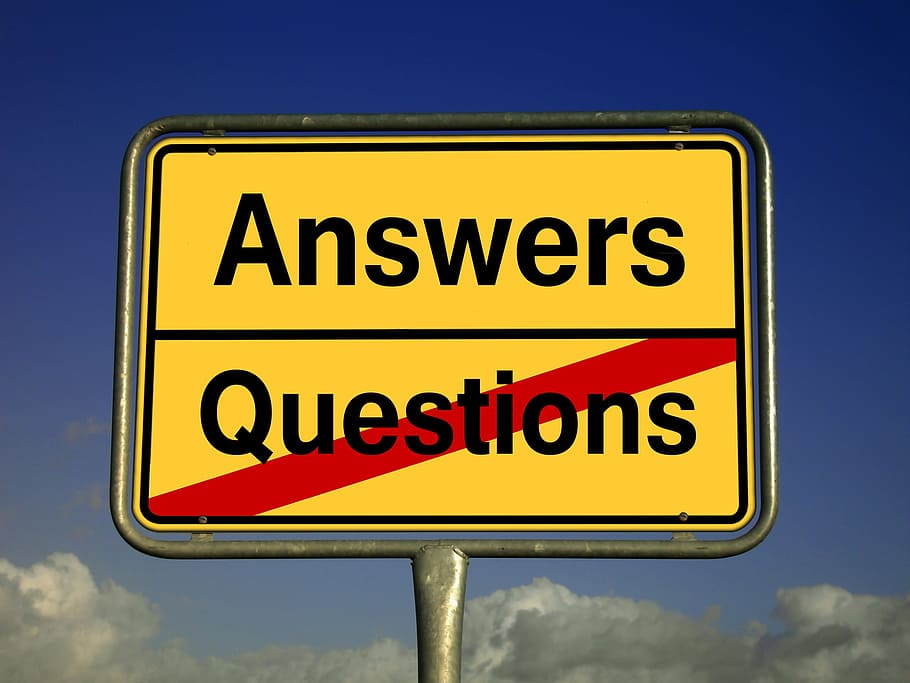 Answers Questions signage, town sign, place name sign, support