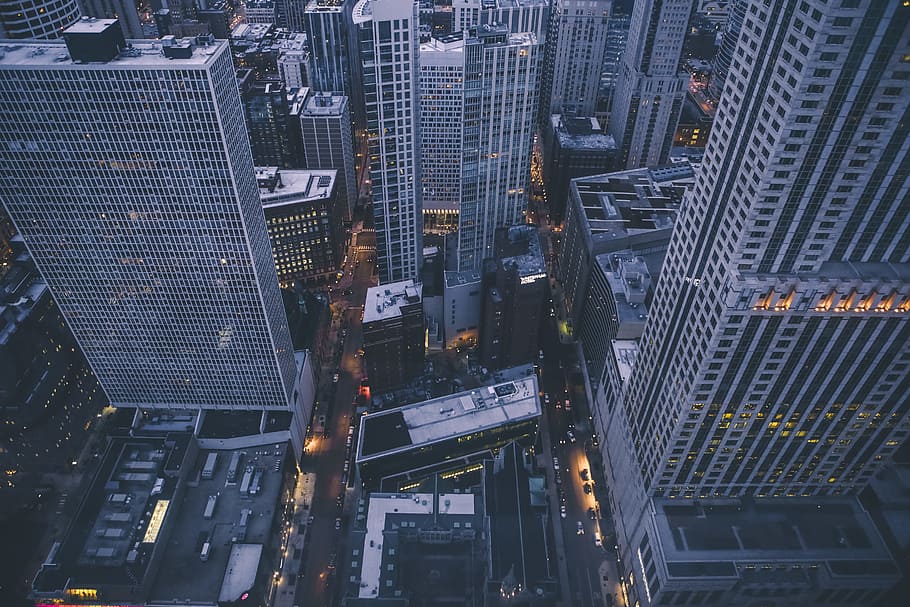 high rise building from aerial view, aerial view of high rise buildings HD wallpaper