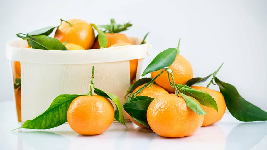 orange fruits in box, tangerines, clementines, vitamins, healthy, HD wallpaper