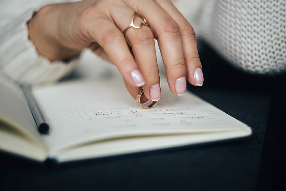 Woman preparing invitations, notebook, hands, plan, writing, human Hand HD wallpaper
