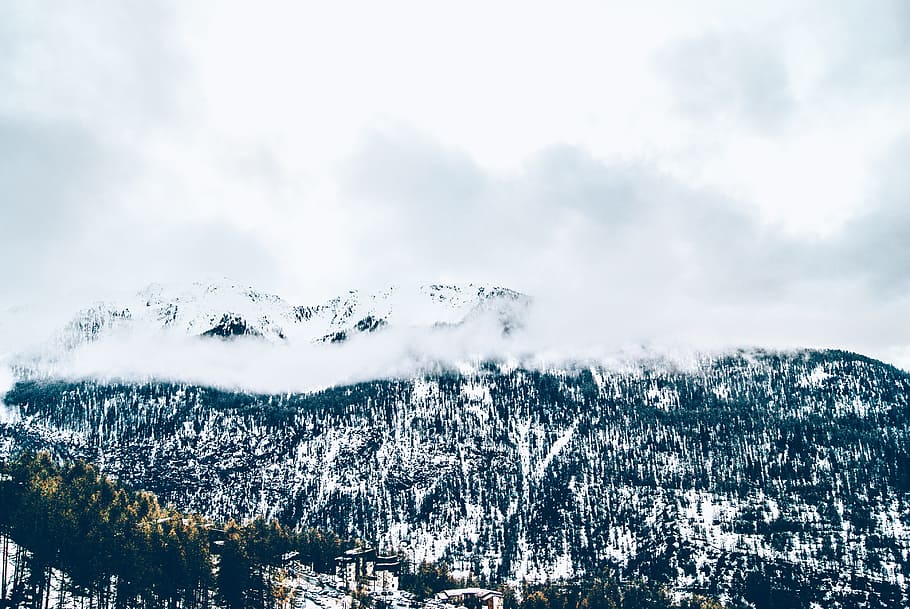 snow covered mountain under white clouds during daytime, photo of mountains covered with snow HD wallpaper