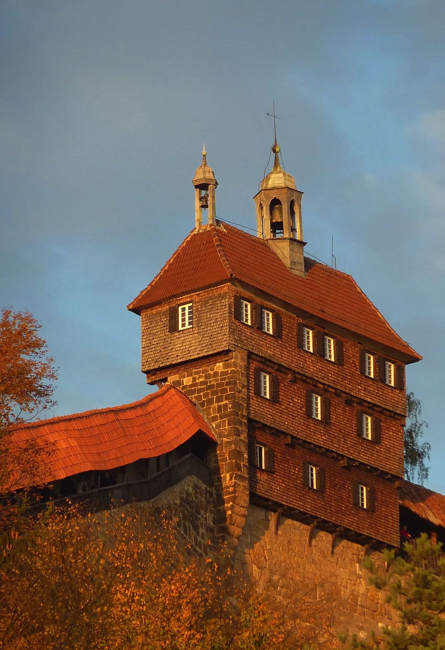 Esslingen, Germany, Clouds, sky, building, facade, details HD wallpaper