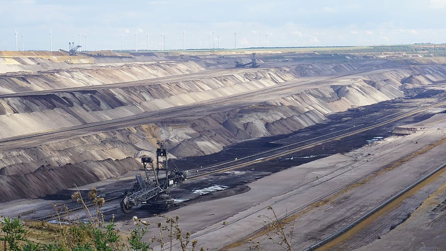 gray concrete road at daytime, open pit mining, brown coal HD wallpaper