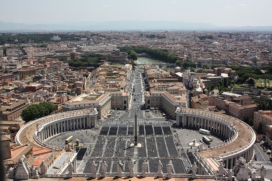 aerial shot of concrete structures, rome, italy, famous, vatican HD wallpaper