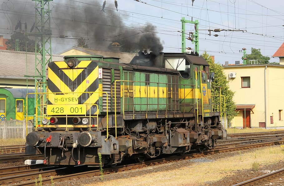 diesel locomotive, railway, verschublok, gysev, raaberbahn, HD wallpaper