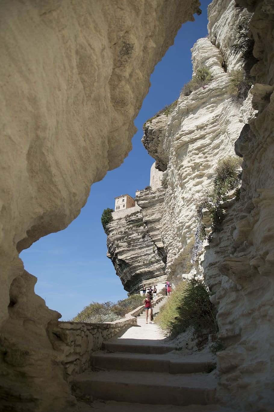 cliff, bonifacio, corsican, rock formation, real people, architecture HD wallpaper